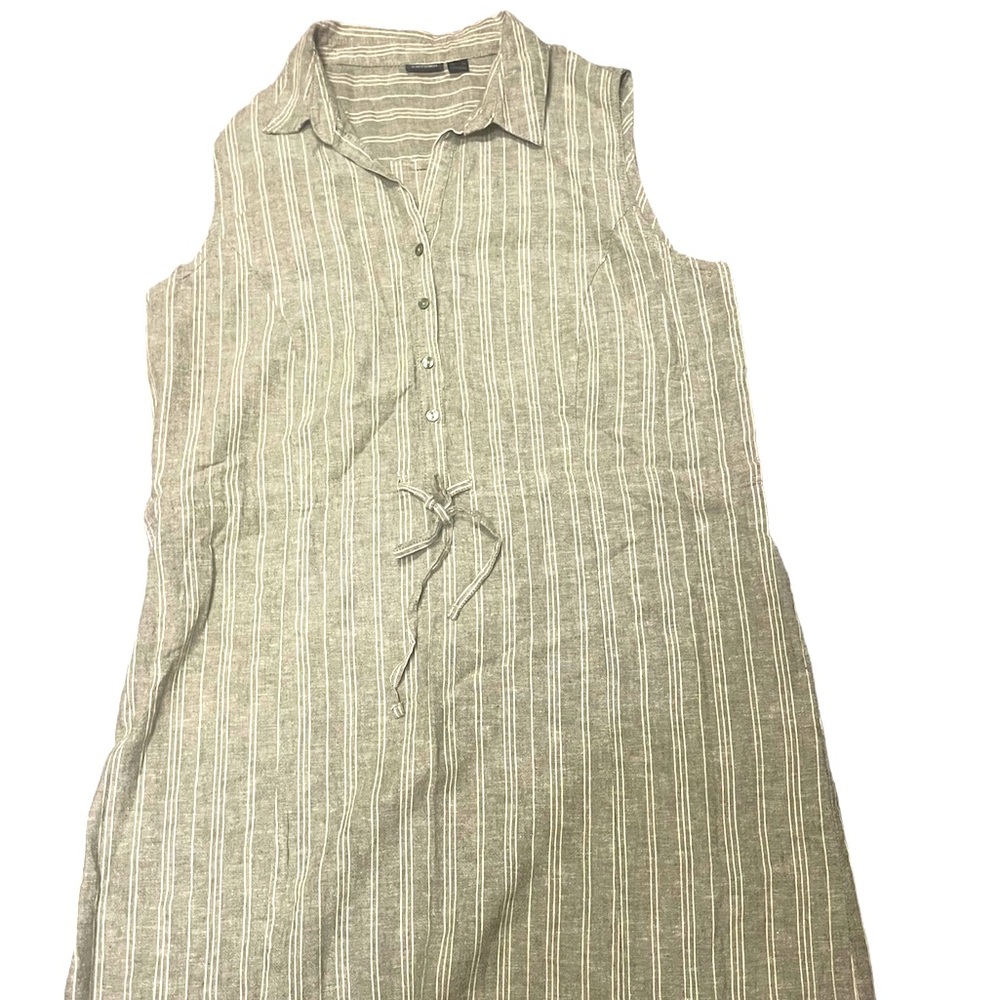 Women’s button down linen tank dress. With adjustable waist tie. Sz 12  Esmara